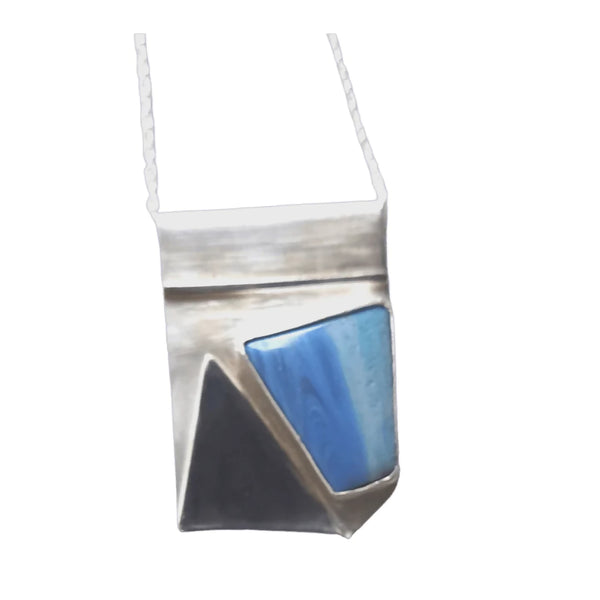 Angles and Folds Blue Pendant