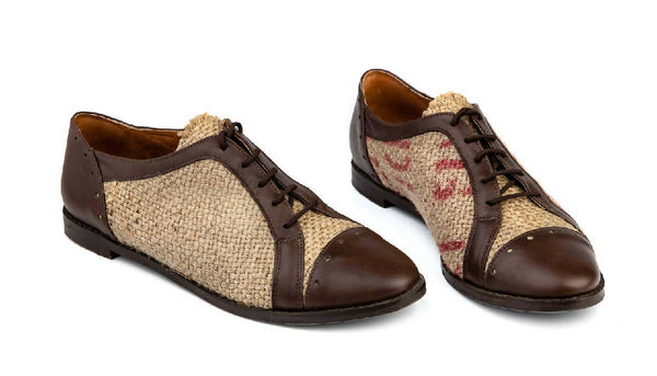 Coffee Burlap Oxford Shoes