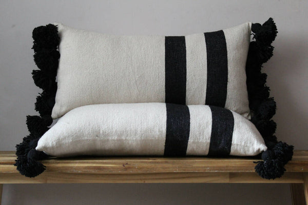 Moroccan Berber two black Striped Cushion