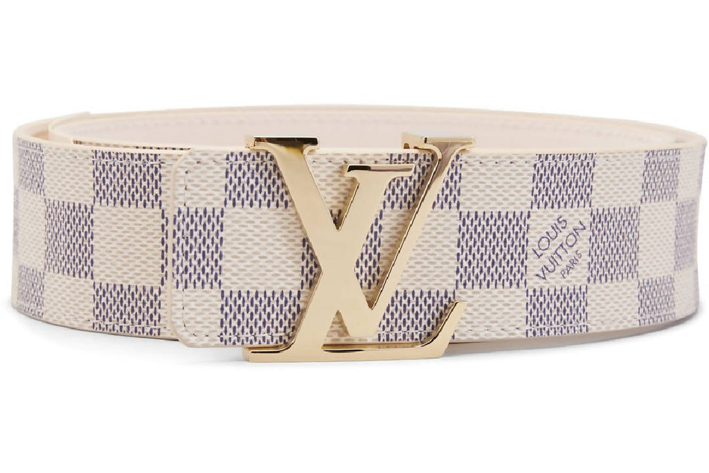 Game in Louis Vuitton Initiales Damier Azur belt and Tower High