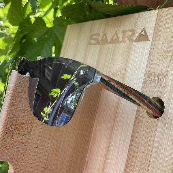 Mirror? - Silver Mirror Polarized SAARA Shades with Rainbow Wood Arms