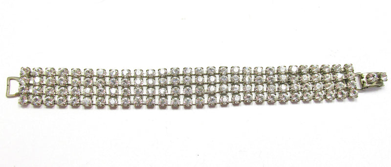 Mid-Century Glamorous 1950s Vintage Four Row Diamante Bracelet