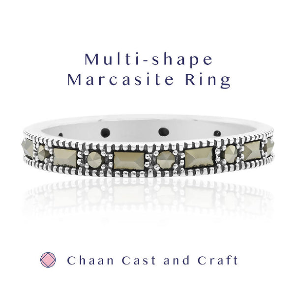 Multi-shape Marcasite Sterling Ring