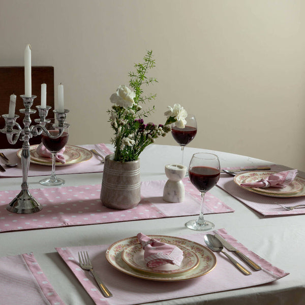 Fionne Pink Cotton Placemats & Runner Set