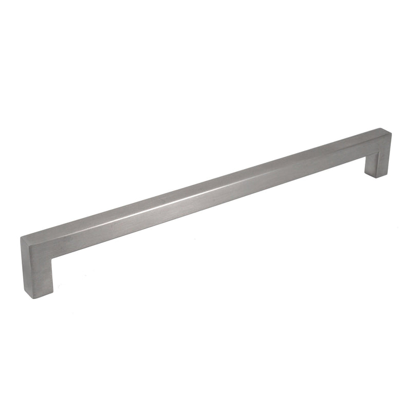 Brushed Nickel Square Bar Pull Cabinet Handle - Sizes 4" to 24" - (1/2" Thickness)