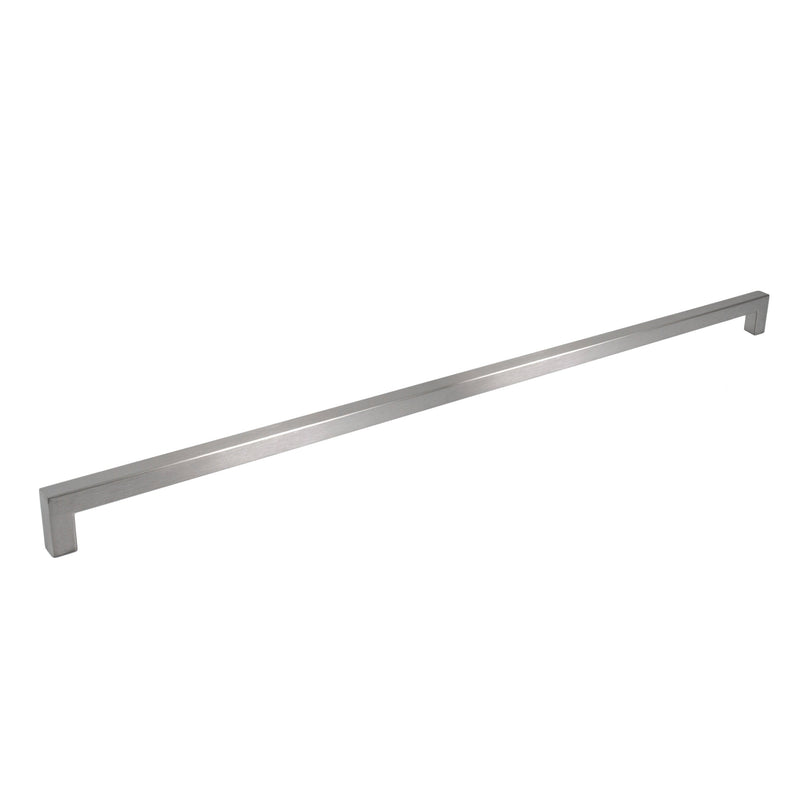 Brushed Nickel Square Bar Pull Cabinet Handle - Sizes 4" to 24" - (1/2" Thickness)