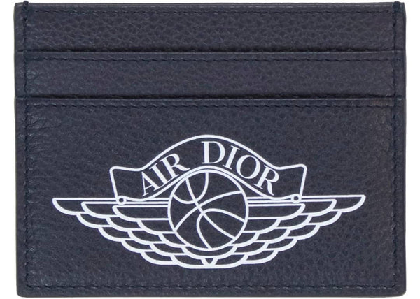 Dior x Jordan Wings Card Holder (4 Card Slot) Navy in Calfskin with Silver-tone