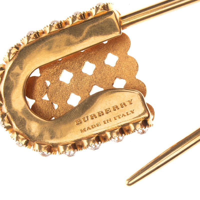 BURBERRY Crystal Kilt Pin Gold Tone Large Made in Italy
