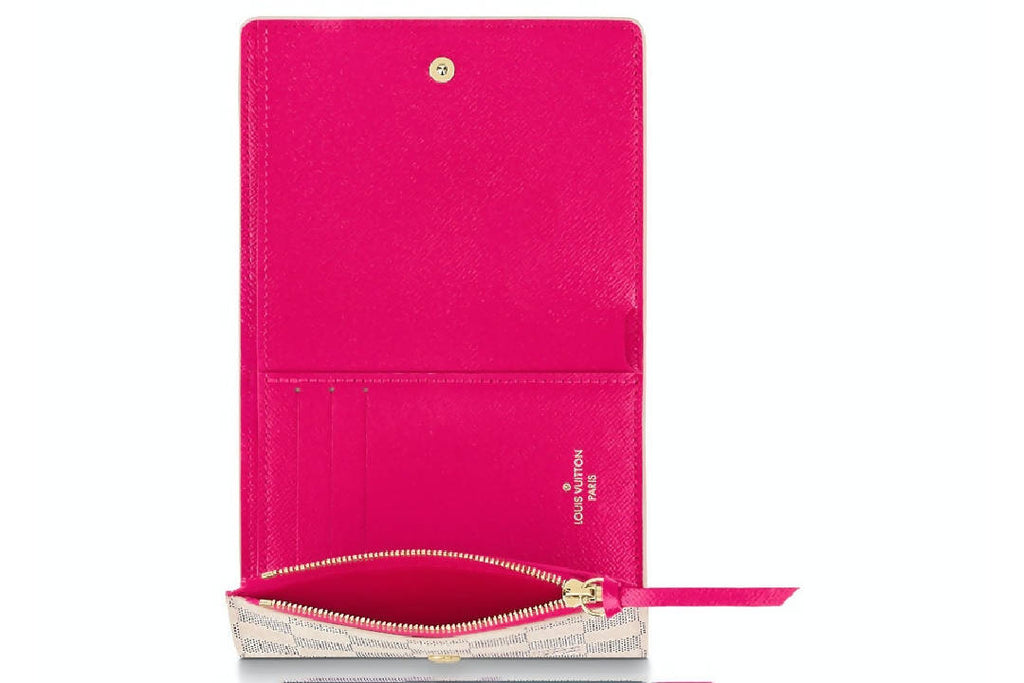 Louis Vuitton Victorine Wallet Damier Azur Vivienne Fuchsia Pink