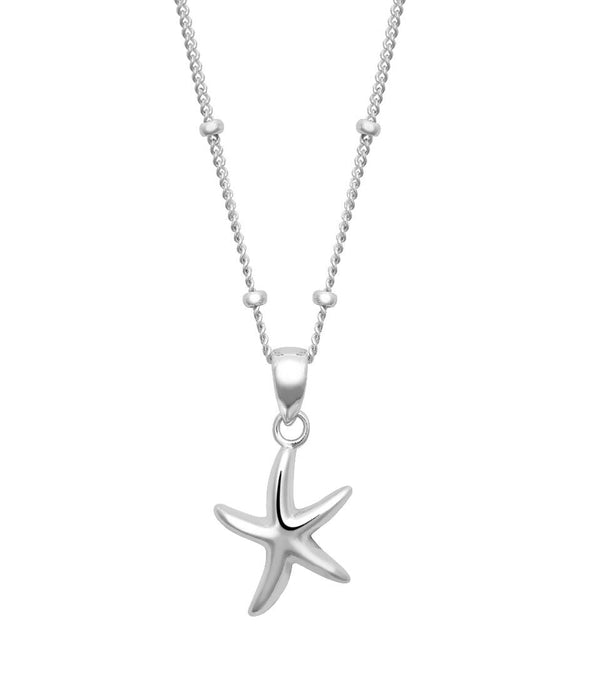 Starfish Silver Pendant on Bead Chain