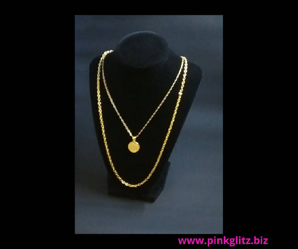Gold Plated Coin Pendant Layered Necklace Set