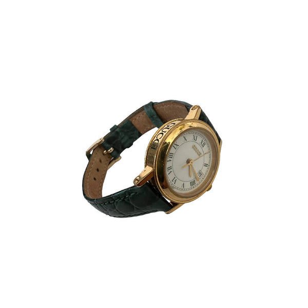 Vintage Authentic Gucci Ladies Watch Mint Condition with Date Display Leather Strap