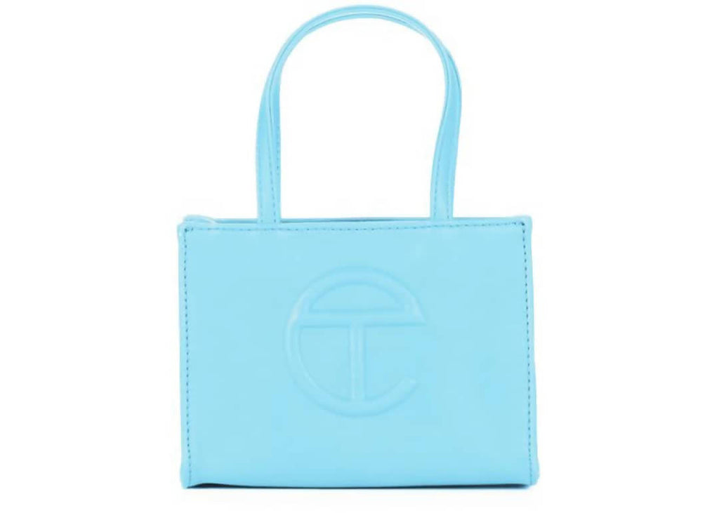 Telfar Shopping Bag Small Pool Blue in Vegan Leather with Silver
