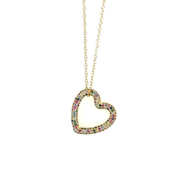 Necklace with Rainbow Heart Charm