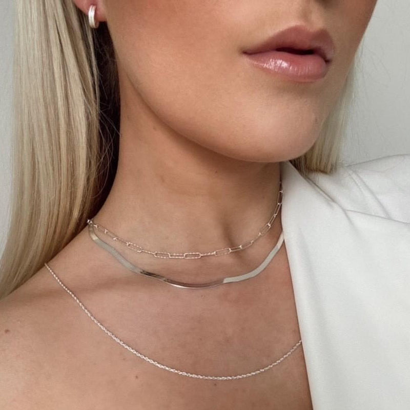 Flat Snake Chain Necklace Sterling Silver - Lucy Ashton Jewellery