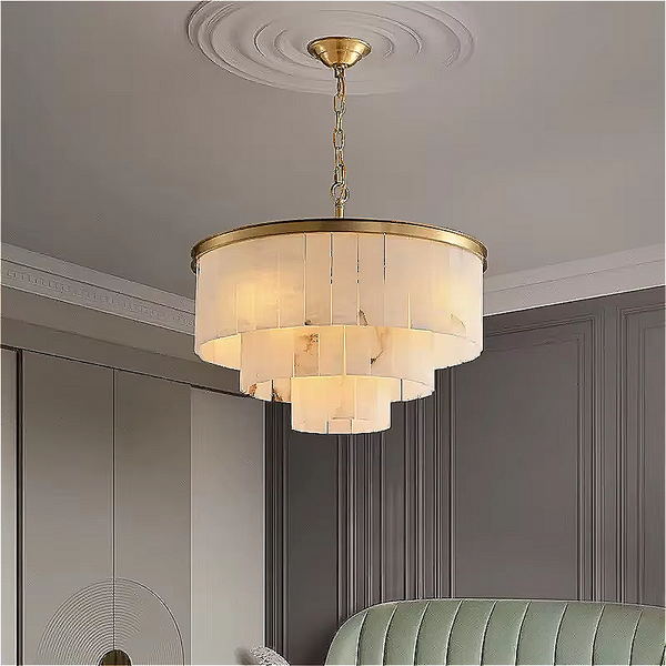 LINKORI Chandelier | TRUPIKA 3-Tier Marble, Layered Luxury Sculpted Pendant Light
