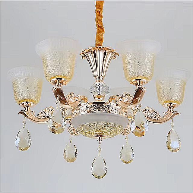 Luxury Vintage Crystal Chandelier – 15-Light Glass Pendant with Etched Shades for Dining Room & Lounge | LINKORI TULLIPH