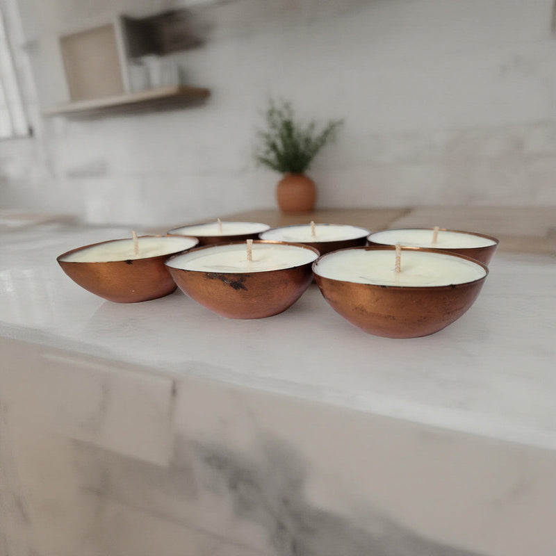Set of 6 Repurposed Indian Tealight Candles – Velvet Tonka