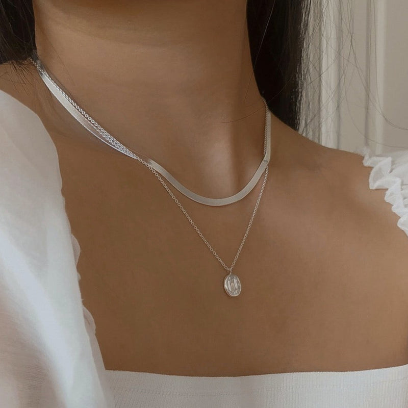 Flat Snake Chain Necklace Sterling Silver - Lucy Ashton Jewellery