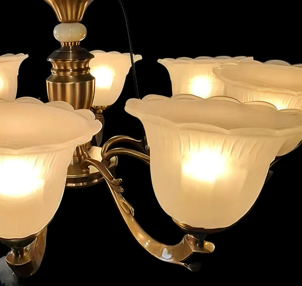 frosted glass tulip chandelier, antique LED pendant light for castlecore interiors