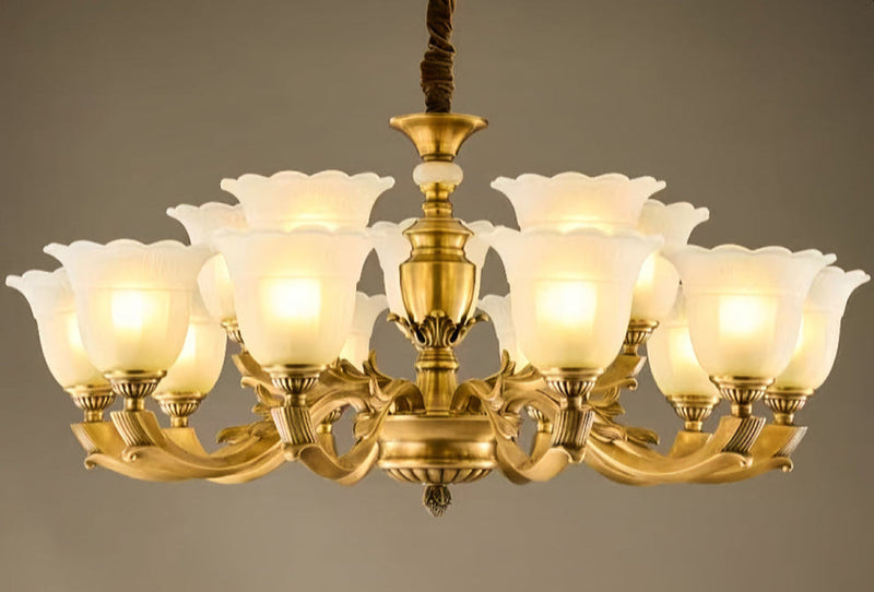 vintage designer glass chandelier in antique gold, luxury lighting for classic dining rooms