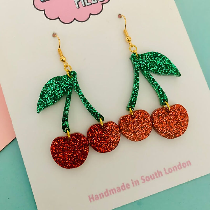 Glittery Cherry Earrings