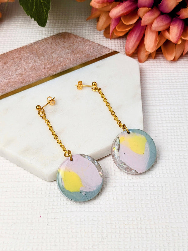 Drop Dangle Earrings - Part of our No Waste Collection using Pastel Multi Colours