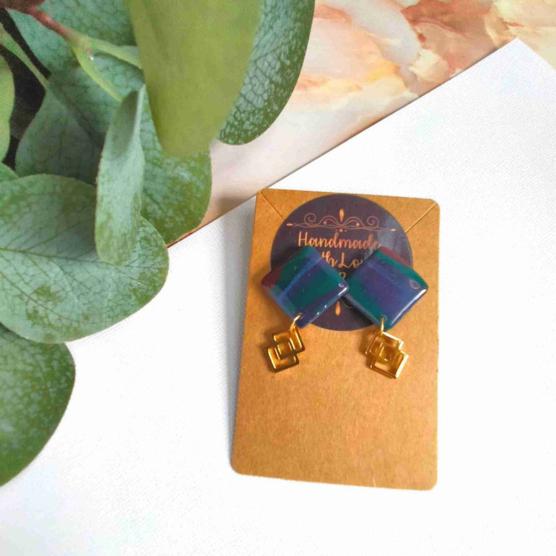 "Savannah" Polymer Clay Square with Interlinked Charm