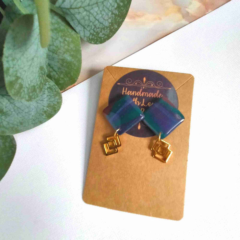 "Savannah" Polymer Clay Square with Interlinked Charm