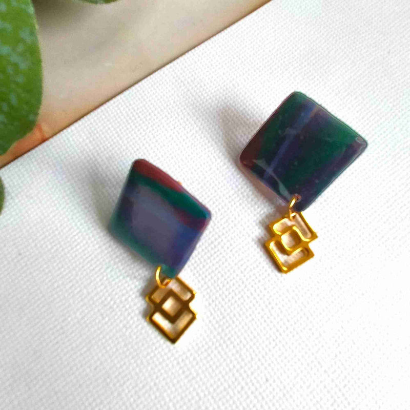 "Savannah" Polymer Clay Square with Interlinked Charm