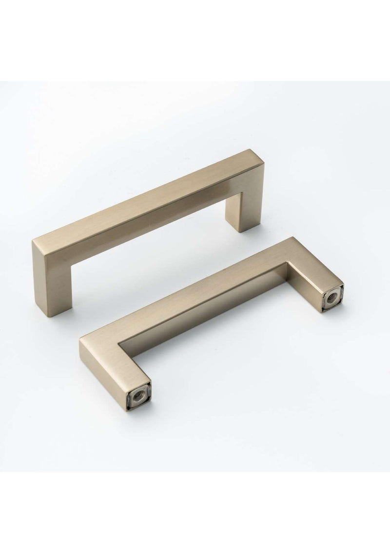 Gold Champagne Square Bar Pull Cabinet Handle - Sizes 4" to 24" (1/2" Thickness)