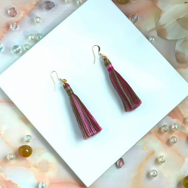 "Cora" 14k Gold-Filled Autumn Forest Tassel Earrings