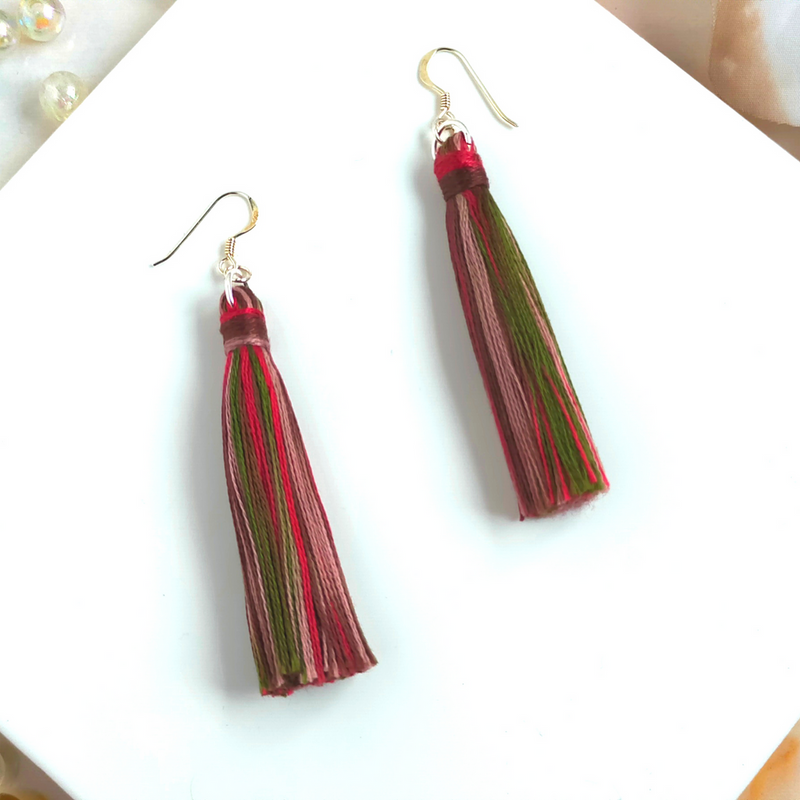 "Cora" Sterling Silver Berries Tassel Earrings