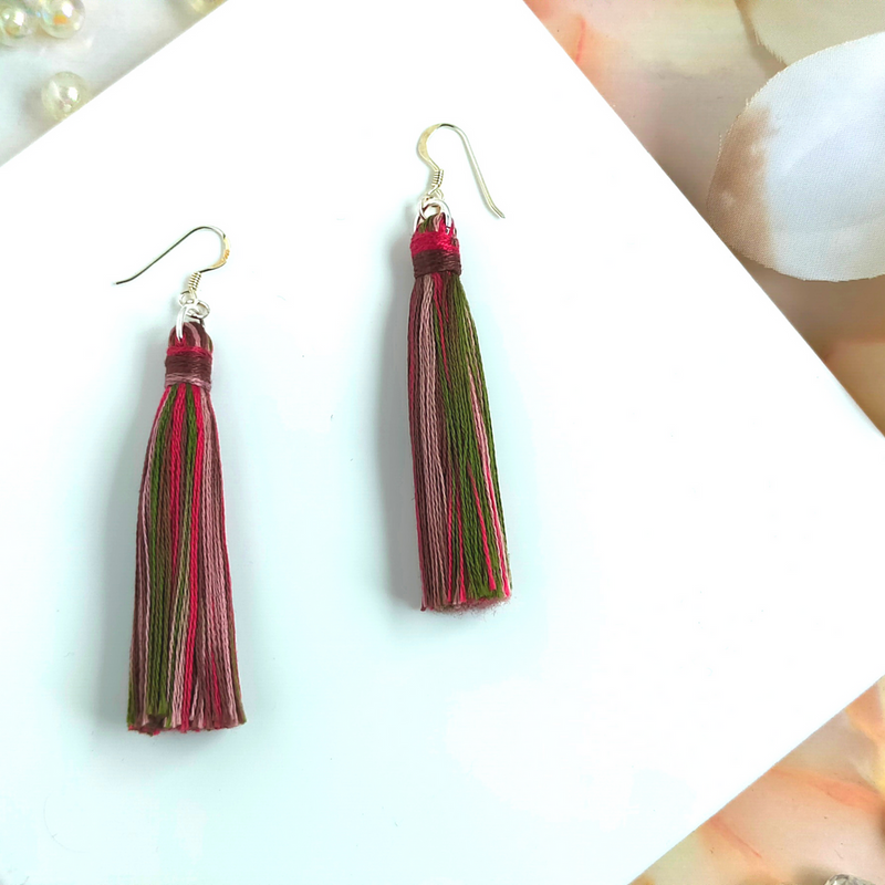 "Cora" Sterling Silver Berries Tassel Earrings