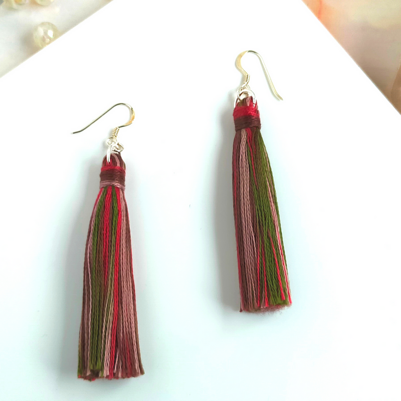 "Cora" Sterling Silver Berries Tassel Earrings