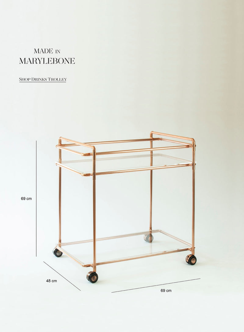 Drinks Trolley, Copper & Acrylic, Industrial Decor 