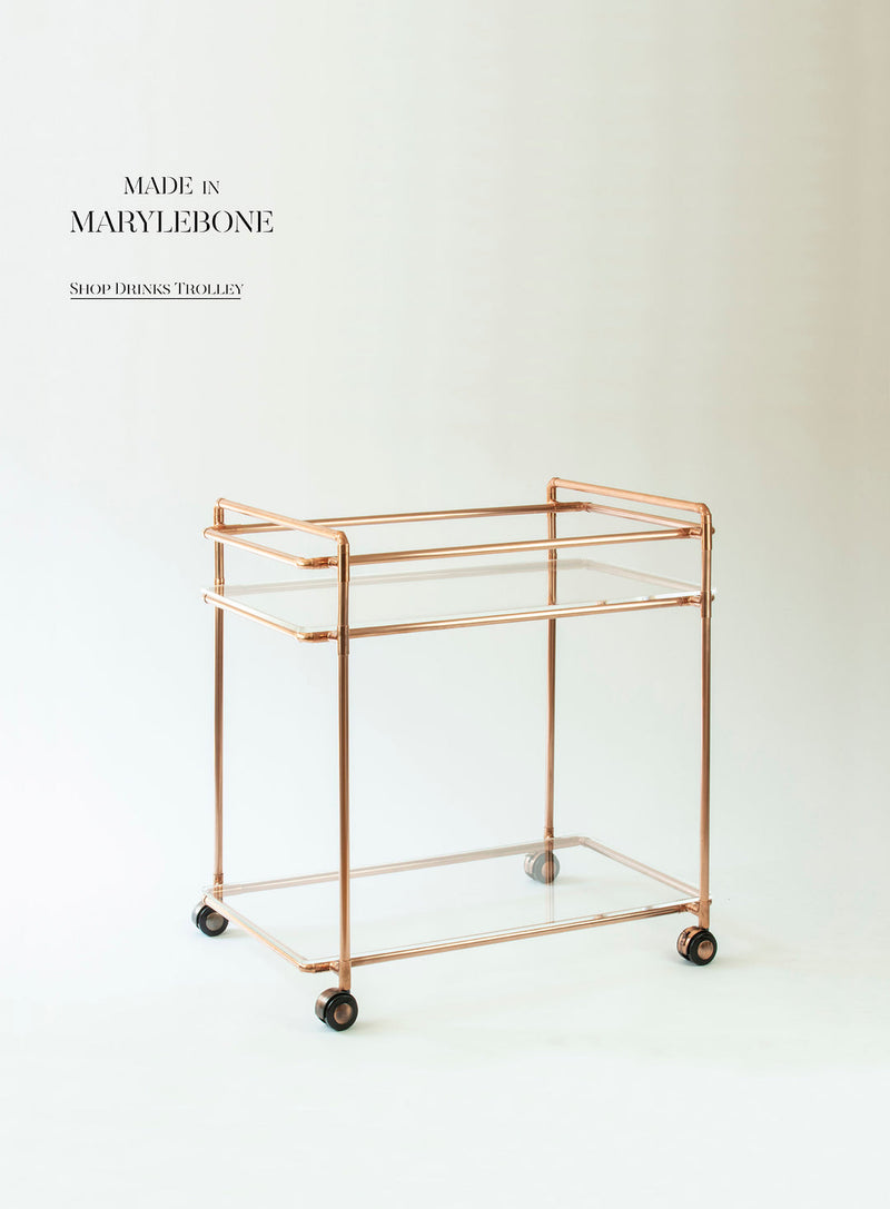 Drinks Trolley, Copper & Acrylic, Industrial Decor 