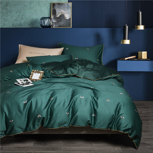 H. Bee Duvet Cover Set – 100% Egyptian Cotton, Ultra-Soft & Breathable (4-Piece Set) + FREE Gift! - LINKORI