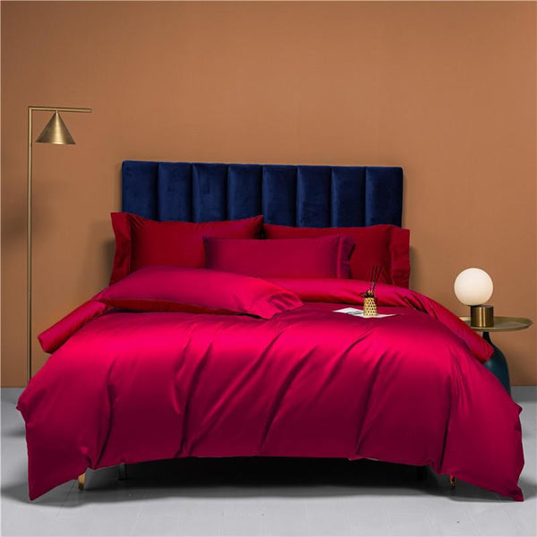 Neslla The Red Duvet Cover Set – 100% Egyptian Cotton, Ultra-Soft & Breathable (4-Piece Set) + FREE Gift! - LINKORI