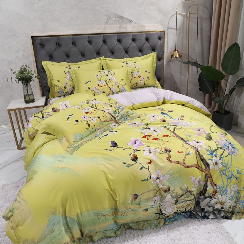 Beautiflower Duvet Cover Set – 100% Egyptian Cotton, Ultra-Soft & Breathable (4-Piece Set) + FREE Gift! - LINKORI