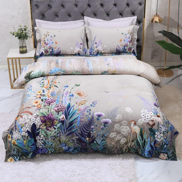 Fliflowers Duvet Cover Set – 100% Egyptian Cotton, Ultra-Soft & Breathable (4-Piece Set) + FREE Gift! - LINKORI