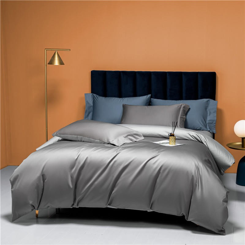 Neslla Grey Reversible Duvet Cover Set – 100% Egyptian Cotton, Ultra-Soft & Breathable (4-Piece Set) + FREE Gift! - LINKORI