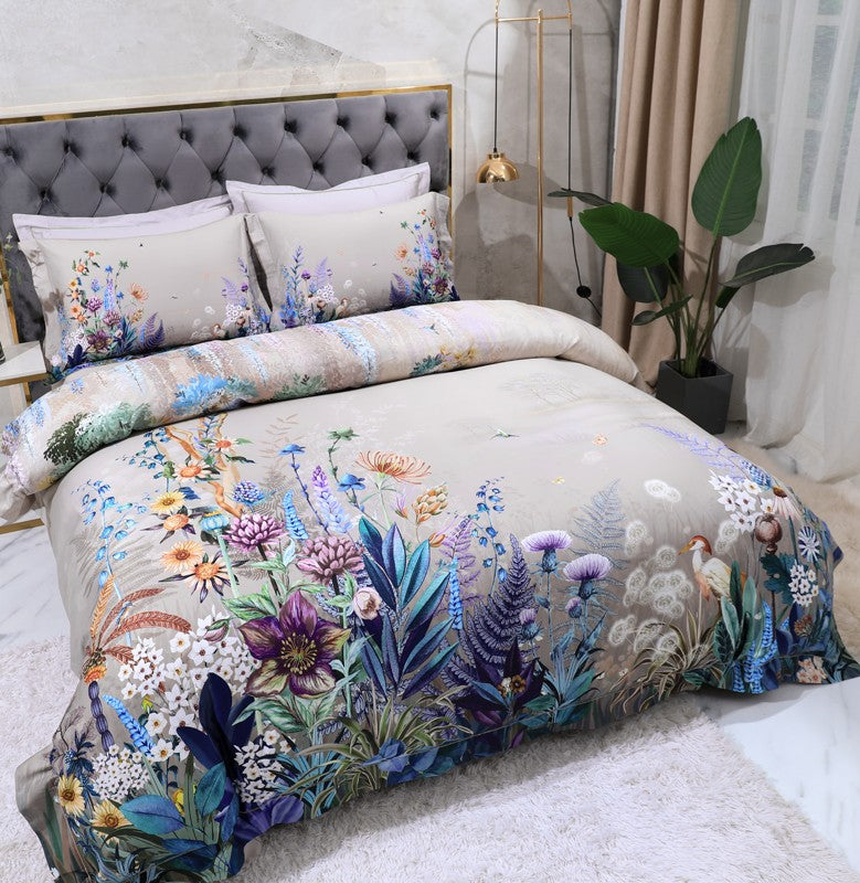 Fliflowers Duvet Cover Set – 100% Egyptian Cotton, Ultra-Soft & Breathable (4-Piece Set) + FREE Gift! - LINKORI