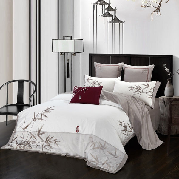 Leafline Duvet Cover Set – 100% Egyptian Cotton, Ultra-Soft & Breathable (4/7 Piece Set) + FREE Gift! - LINKORI