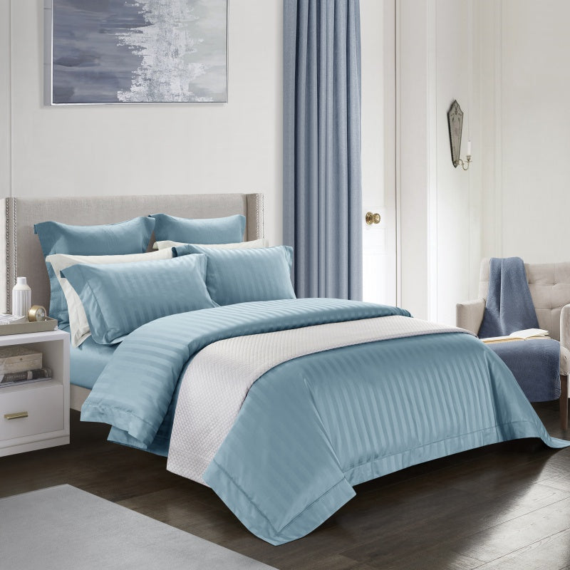 Gradiol S. Blue Duvet Cover Set – 100% Egyptian Cotton, Ultra-Soft & Breathable (4-Piece Set) + FREE Gift! - LINKORI