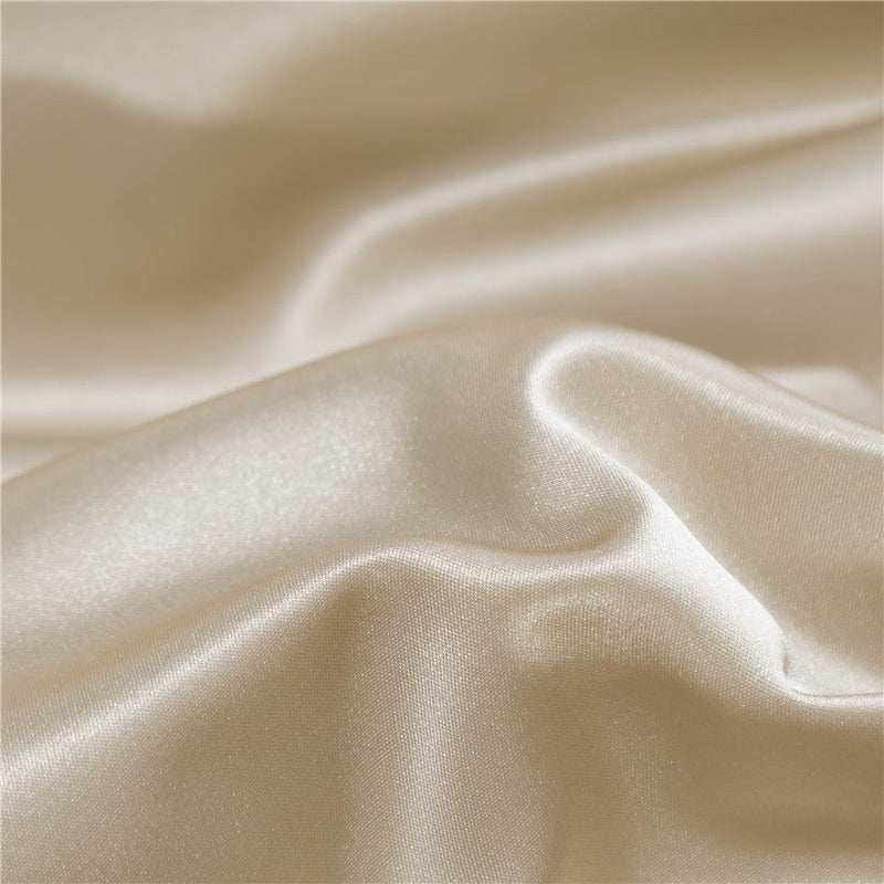 Geourjuk Lined Gold Satin Duvet Cover Set – 100% Egyptian Cotton, Ultra-Soft & Luxurious (4-Piece Set) + FREE Gift! - LINKORI