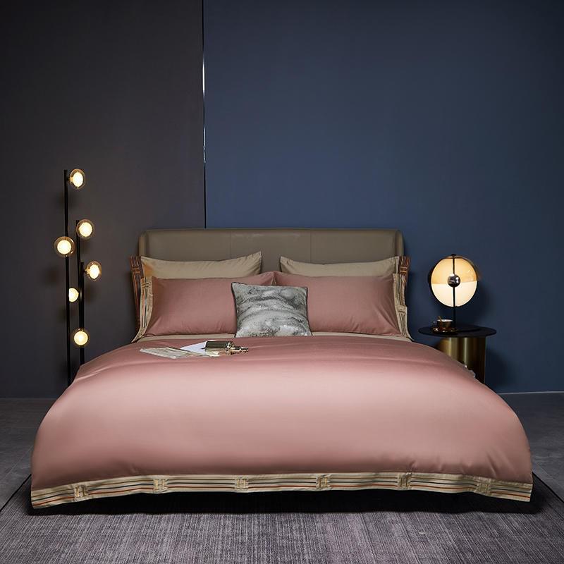 Pink Satin Duvet Cover Set – 100% Egyptian Cotton, Ultra-Soft & Breathable (4-Piece Set) + FREE Gift! - LINKORI
