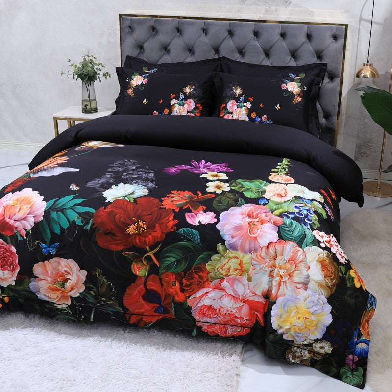 The Flowers Duvet Cover Set – 100% Egyptian Cotton, Ultra-Soft & Breathable (4-Piece Set) + FREE Gift! - LINKORI