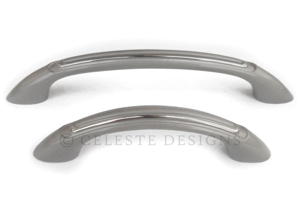 Half Moon Cabinet Pull Handle Brushed Nickel Solid Zinc