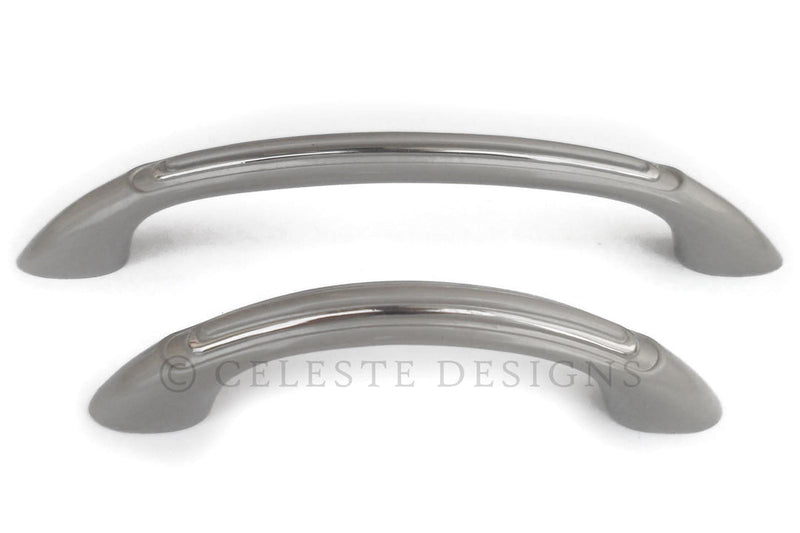 Half Moon Cabinet Pull Handle Brushed Nickel Solid Zinc